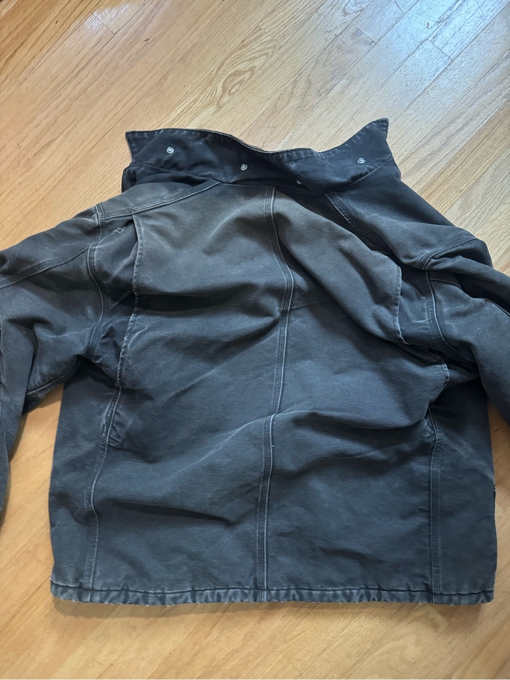 Vintage Carhartt Black Workwear Distressed Jacket with Brown Corduroy Collar - Picture 7 of 9